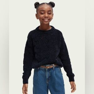 Scotch & Soda Girls Chenille Sweater Night Blue NWT
